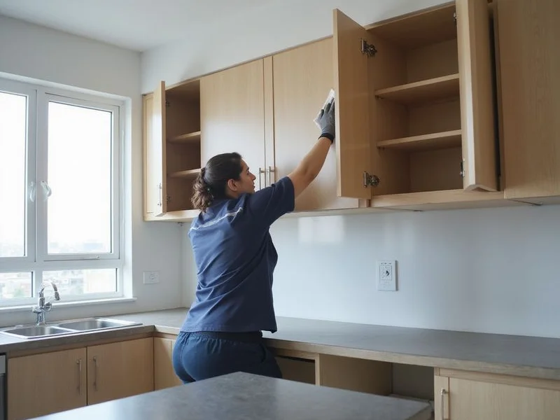 Cabinet interior wipe-down during Selangor end-of-tenancy clean