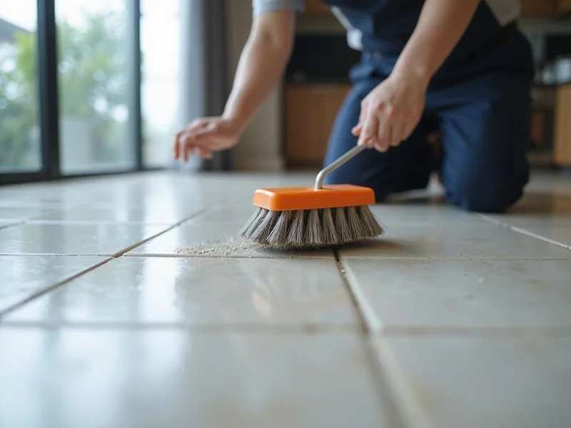 Grout scrubbing during deep cleaning of Selangor home bathroom tiles