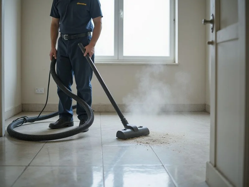 Industrial HEPA vacuum extracting renovation dust from Ampang condo floor